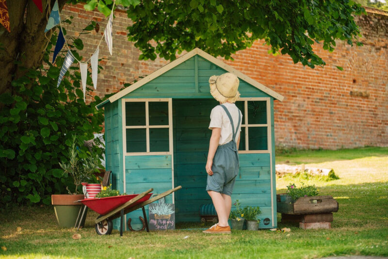 Plum Garden Hut Wooden Playhouse - Teal - Image 3