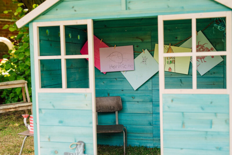 Plum Garden Hut Wooden Playhouse - Teal - Image 5