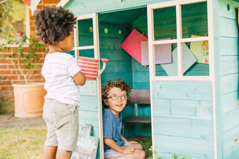 Plum Garden Hut Wooden Playhouse - Teal - Image 6