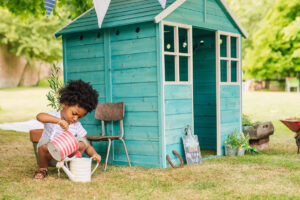 Plum Garden Hut Wooden Playhouse - Teal